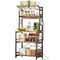 Brown Iron-Wooden Baker’s Rack with 3 Storage Shelves and Microwave Stand for Kitchen or Office